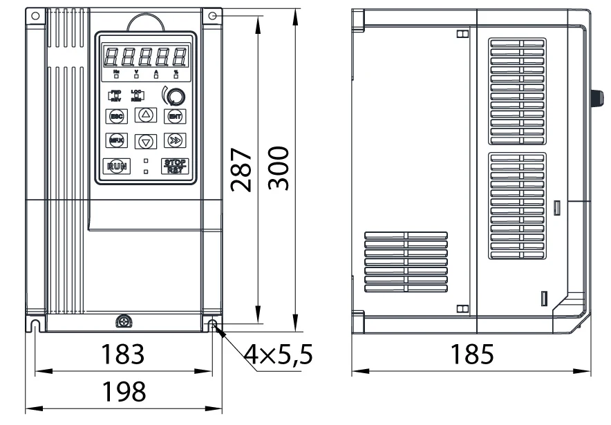Перетворювач частотний e.f-drive.pump.22 22кВт 3ф/380В - габаритні розміри