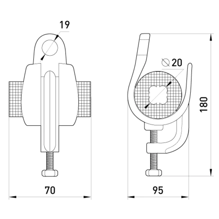 Підвісний затискач e.h.clamp.pro.25.gath, з затиском , 25 кв.мм