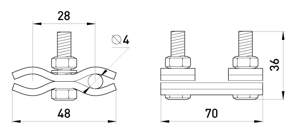 Плашковий затискач e.clamp.ps.1.1 - габаритні розміри