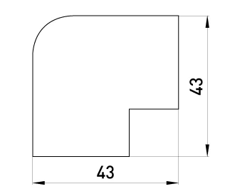 Плоский кут e.trunking.blend.angle.stand.20.10 для короба 20х10мм - габаритні розміри