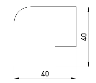 Плоский кут  e.trunking.blend.angle.stand.40.16 для короба 40х16мм - габаритні розміри