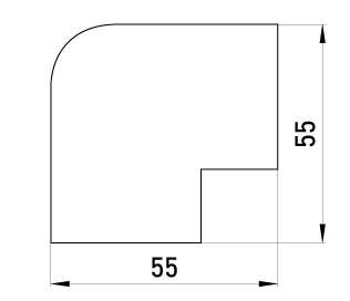 Плоский кут  e.trunking.blend.angle.stand.40.25 для короба 40х25мм - габаритні розміри