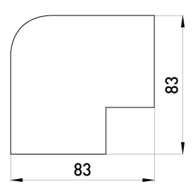 Плоский кут  e.trunking.blend.angle.stand.60.60 для короба 60х60мм - габаритні розміри