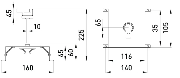 Поворотна рукоятка e.industrial.ukm.250.CS - габаритні розміри
