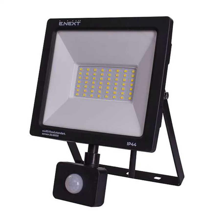 Прожектор світлодіодний з датчиком руху e.LED.flood.stand.sensor.50.6000, 50Вт, 6000К