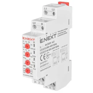 Реле контролю напруги трифазне регульоване e.control.v04m