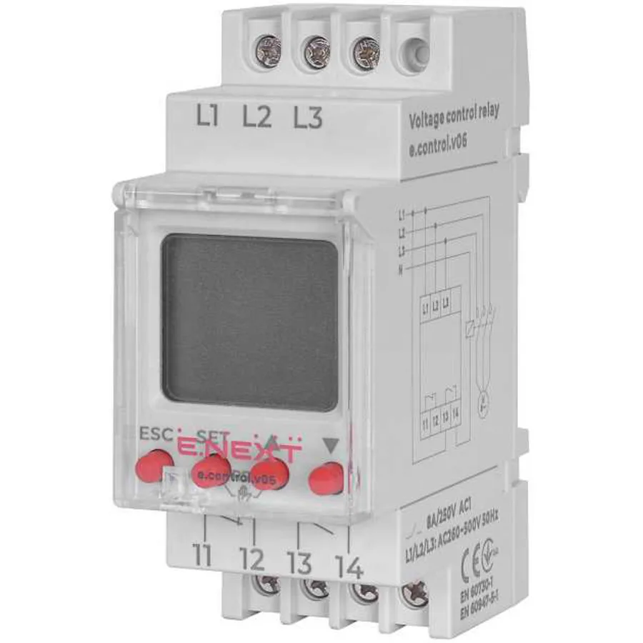 Реле контролю напруги трифазне цифрове e.control.v06