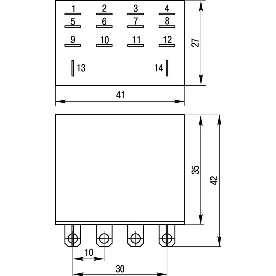 Реле проміжне e.control.p1042 10А, 4 групи контактів, котушка 12В АC
