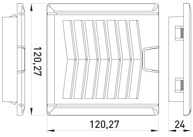Решітка з фільтром e.climat.fanfilter.pro.120 та вентилятором 92х92мм - габаритні розміри