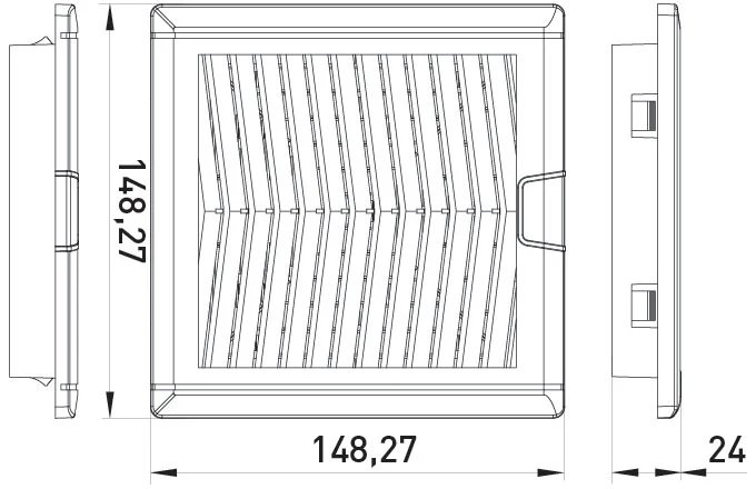 Решітка з фільтром e.climat.fanfilter.pro.152 та вентилятором 120х120мм - габаритні розміри
