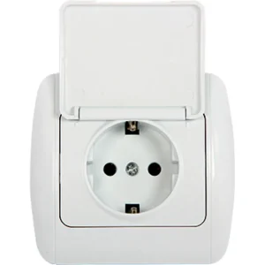 Розетка e.install.stand.810С з з/к з кришкою з рамкою
