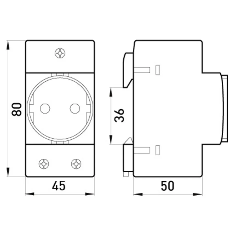Розетка на DIN-рейку e.socket.pro.din.tms, 230 В, з з/к