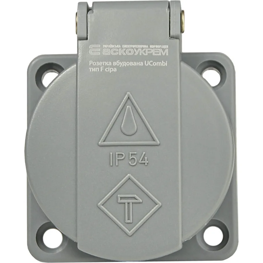 Розетка вбудована тип F серії UCombi 3P 16A IP 54 сіра