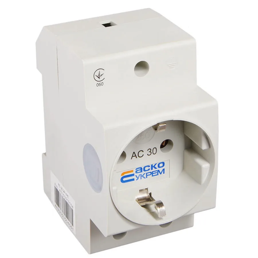 Розетка з заземленням AC30 2Р+РЕ