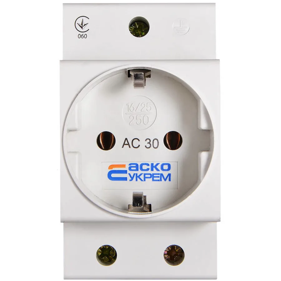 Розетка з заземленням AC30 2Р+РЕ