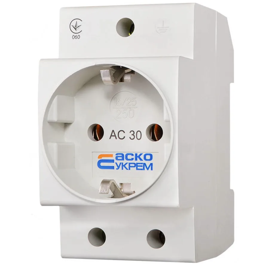 Розетка з заземленням AC30 2Р+РЕ