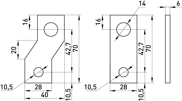 Шина e.industrial.ukm.400S.busbar - габаритні розміри