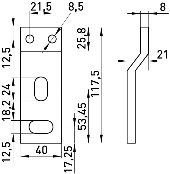 Шина e.industrial.ukm.800S.busbar - габаритні розміри
