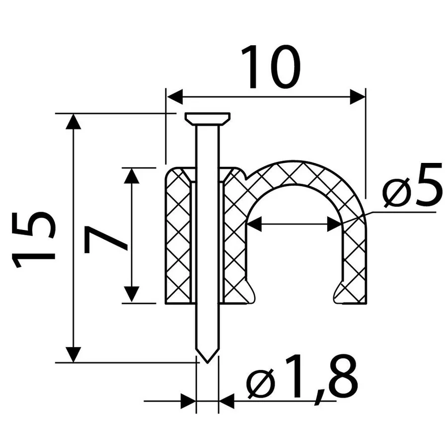 Скоба біла CHR-5 мм кругла (100 шт.)
