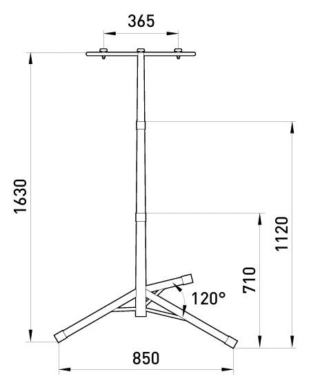 Стійка металева для прожекторів e.halogen.base.2.150.500, (на 2 прожектори по 150 Вт або 500Вт), червона - габаритні розміри