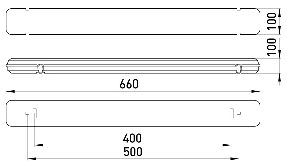 Світильник люмінесцентний з призматичним плафоном e.lum.cpw.1.20.new 1х20W IP65 (новий дизайн) - габаритні розміри