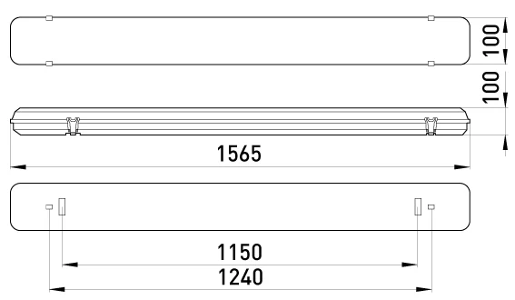 Світильник люмінесцентний з призматичним плафоном e.lum.cpw.1.58.new 1х58W IP65 (новий дизайн) - габаритні розміри