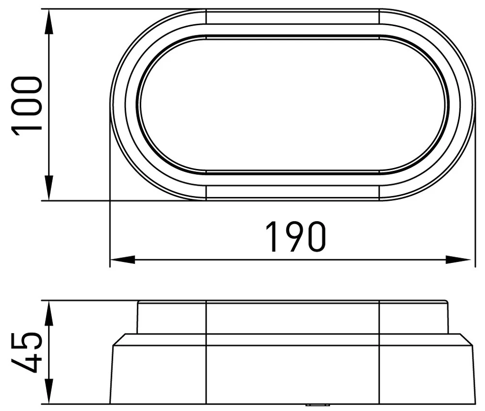 Світильник світлодіодний вологозахищений e.LED.oval.12.6500.white, 12Вт, 6500К, IP54, білий - габаритні розміри