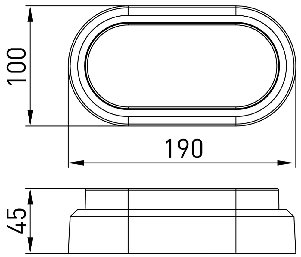 Світильник світлодіодний вологозахищений e.LED.oval.8.6500.white, 8Вт, 6500К, IP54, білий - габаритні розміри