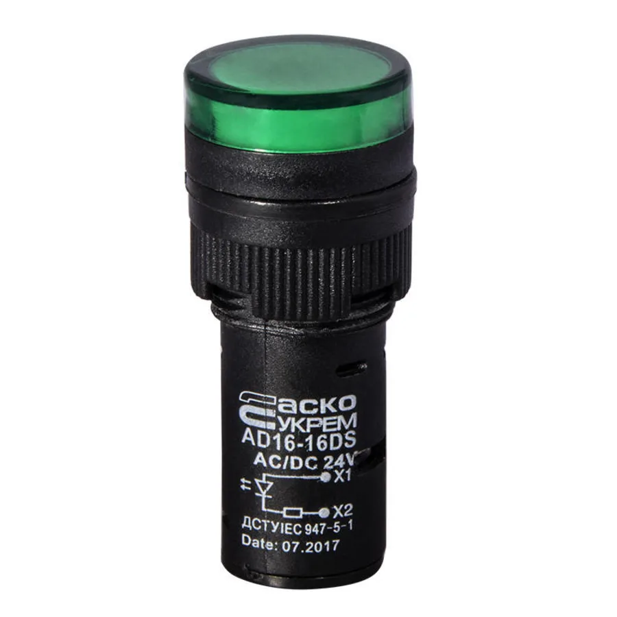 Сигнальна арматура AD16-16DS зелена 24V АC/DC