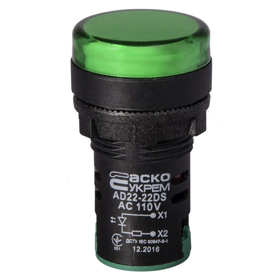 Сигнальна арматура AD22-22DS зелена 110V АC