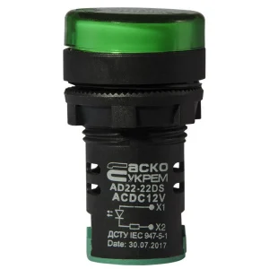 Сигнальна арматура AD22-22DS зелена 12V АC/DC