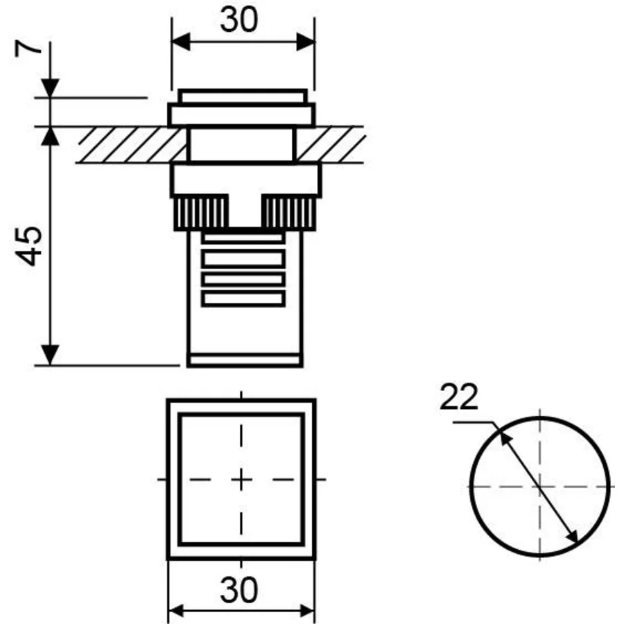 Сигнальна арматура AD22-22F червона 220V АC