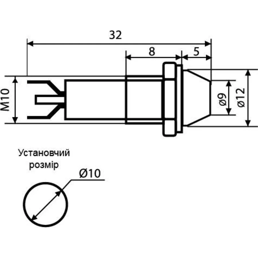 Сигнальна арматура AD22C-10 жовта 24V AC/DC