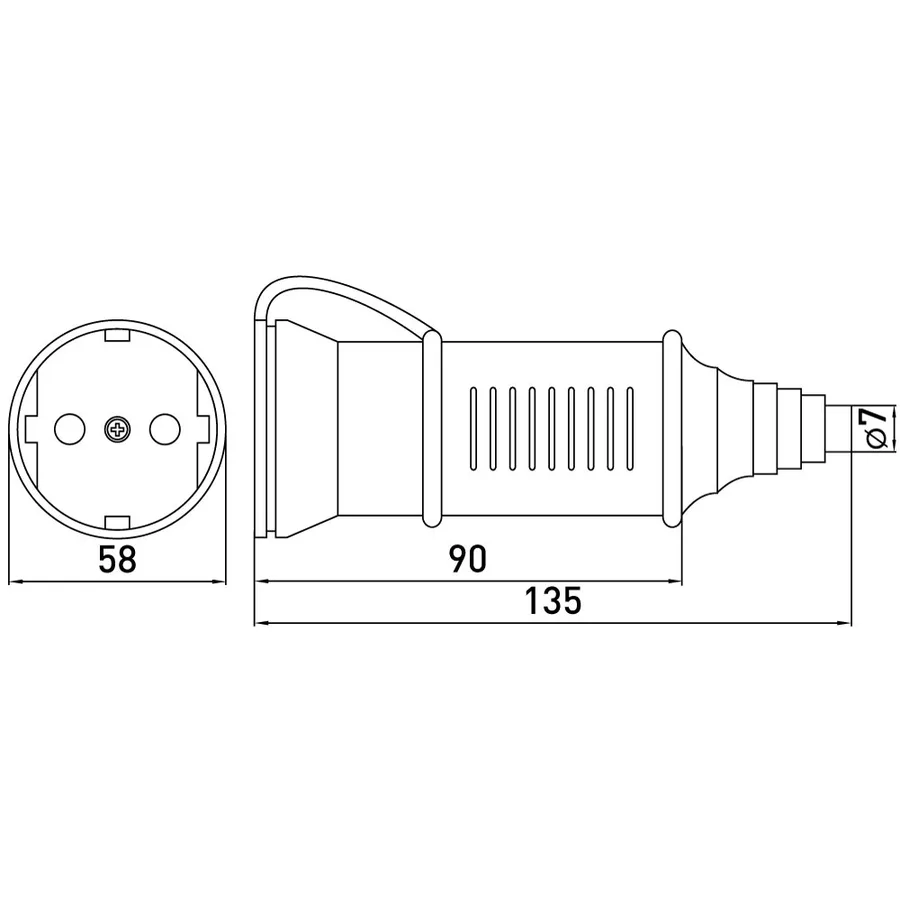 Силова розетка переносна e.socket.pro.2.16, 2п., 230В, 16А (212)