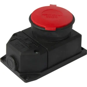 Силова розетка стаціонарна з захисною кришкою каучукова e.socket.rubber.315.25, 4п., 25А
