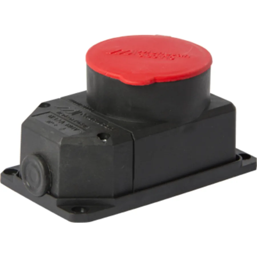 Силова розетка стаціонарна з захисною кришкою каучукова e.socket.rubber.072.32, 4п., 32А