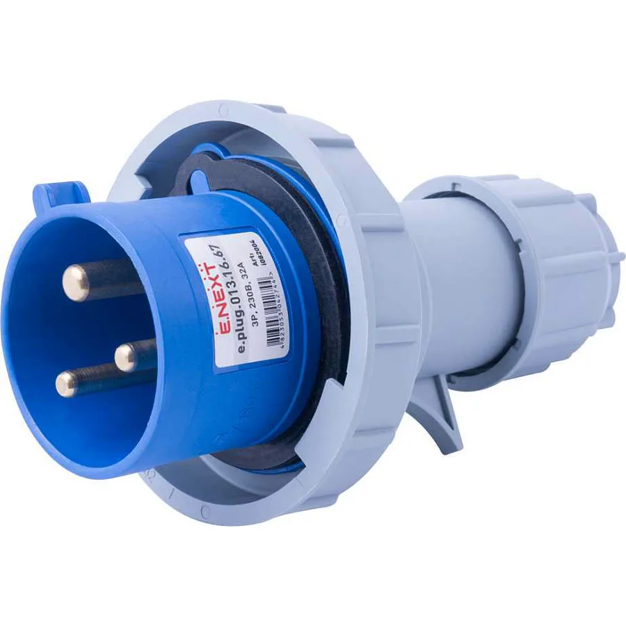 Силова вилка переносна e.plug.013.16.67, 3п., 230В, 16А, IP 67