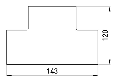 Т-з'єднувач e.trunking.t.channel.stand.100.40 для короба 100х40мм - габаритні розміри