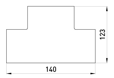Т-з'єднувач e.trunking.t.channel.stand.100.60 для короба 100х60мм - габаритні розміри