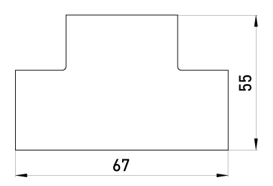 Т-з'єднувач e.trunking.t.channel.stand.40.25 для короба 40х25мм - габаритні розміри