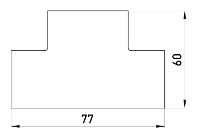Т-з'єднувач e.trunking.t.channel.stand.40.40 для короба 40х40мм - габаритні розміри