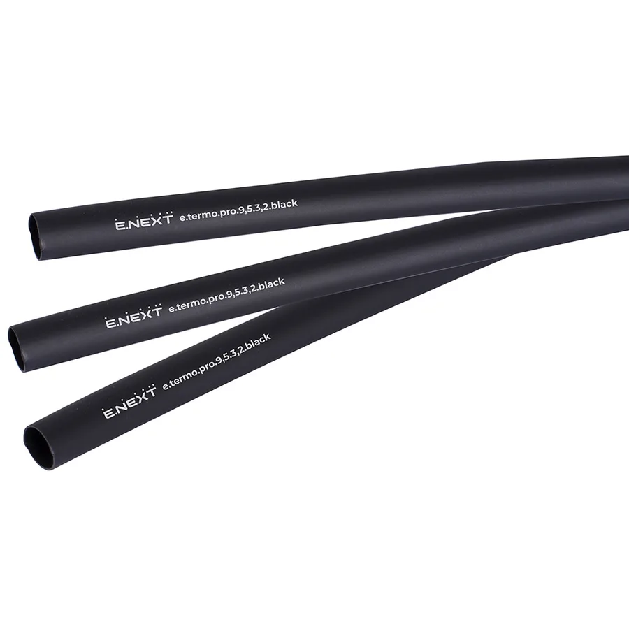 Термоусаджувальна трубка з клейовим шаром e.termo.pro.9,5.3,2.black, 9,5/3,2, 1м, чорна
