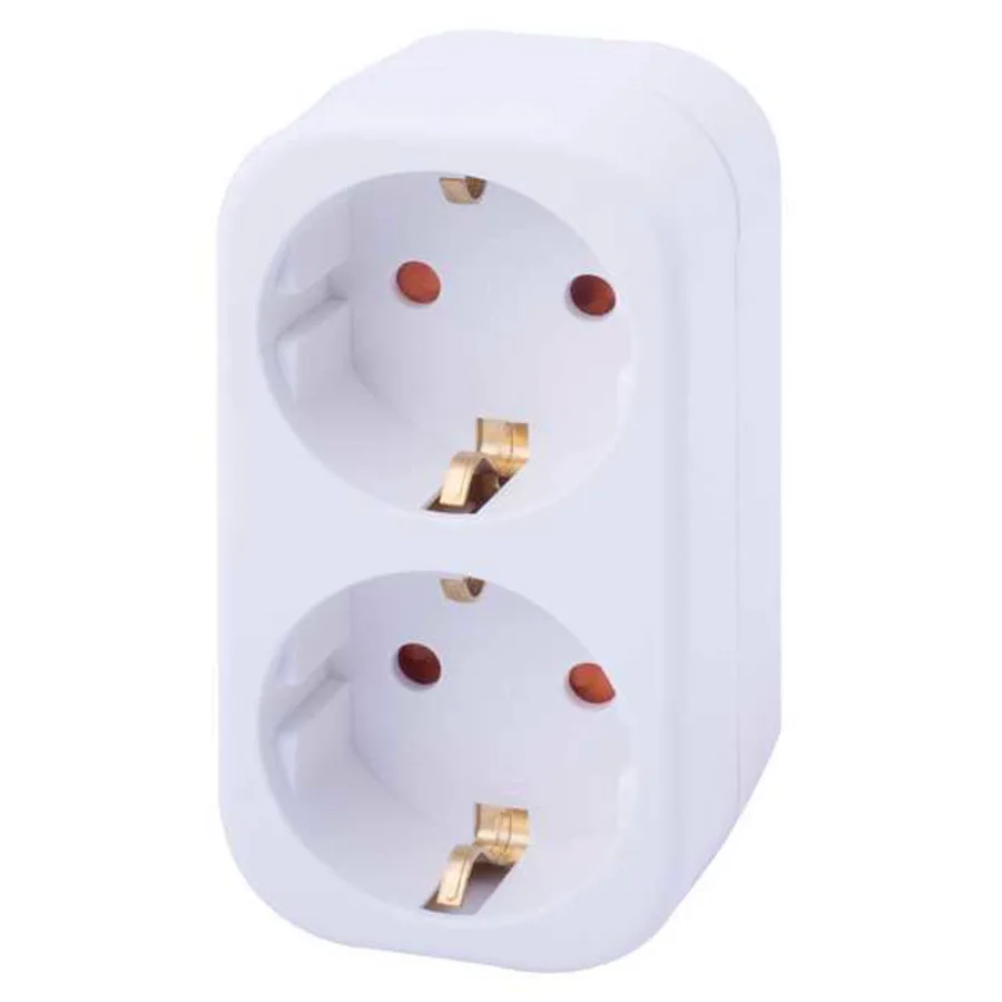 Трійник побутовий e.socket.002.16.3, 2 гнізда, 2P+PE, 16А, з заземленням