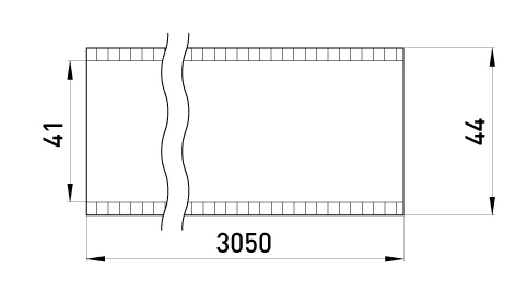 Труба металева e.industrial.pipe.1-1/2" без різьби, 3.05м - габаритні розміри