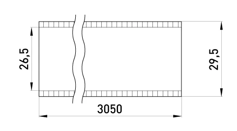 Труба металева e.industrial.pipe.1" без різьби, 3.05м - габаритні розміри