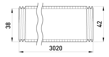 Труба металева e.industrial.pipe.thread.1-1/4" з різьбою, 3.05 м - габаритні розміри
