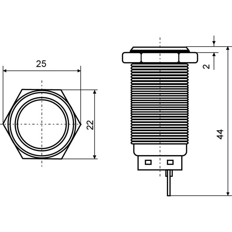 TY 19-211A Scr Кнопка металева пласка, (гвинтове з'єднання), 1NO.
