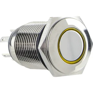 TYJ 16-261 Кнопка металева пласка з підсвічуванням, 1NO+1NC, жовта 220V.