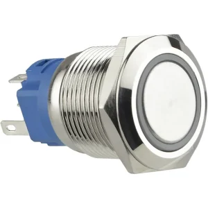 TYJ 19-271 Кнопка металева пласка з підсвічуванням, 1NO+1NC, зелена 24V.