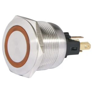 TYJ 22-271 Кнопка металева пласка з підсвічуванням, 1NO+1NC, жовта 24V.